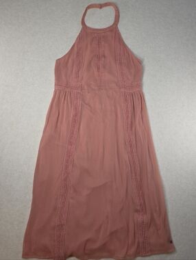 Roxy Dusty Pink Rose‎ Midi Halter Dress Elastic Back Boho Fairycore